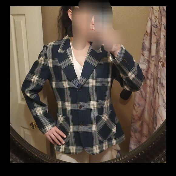 Vintage Pendleton Tartan Wool Blazer Jacket in Green & Plaid Size 6 - Picture 12 of 12